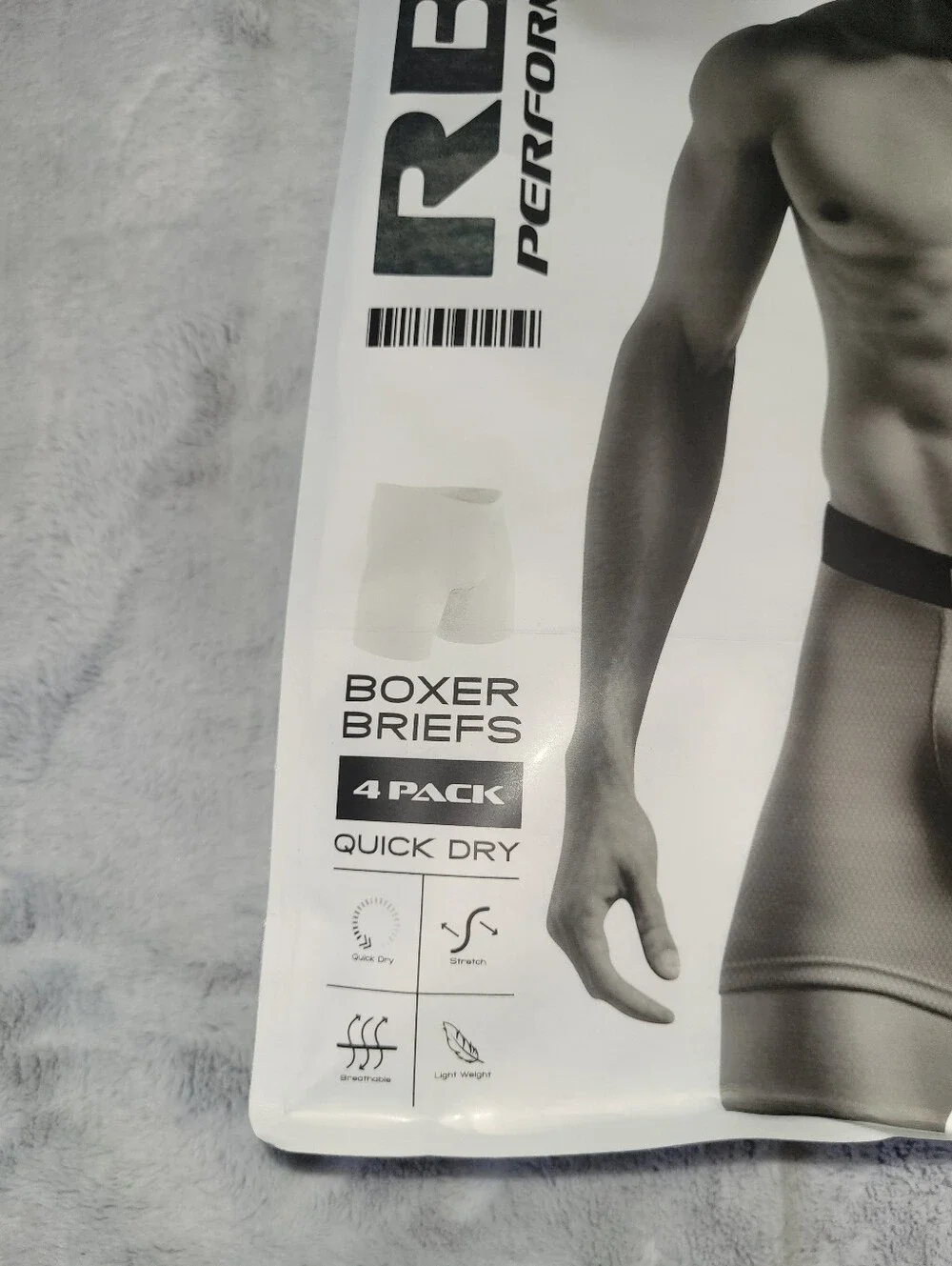 4-Pack RBX Mens Medium 32-34 Performance Boxer Briefs Black Microfiber Quick Dry